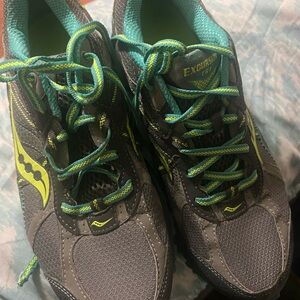 Saucony Excursion TR14 Gray and Neon Green Trail Shoes